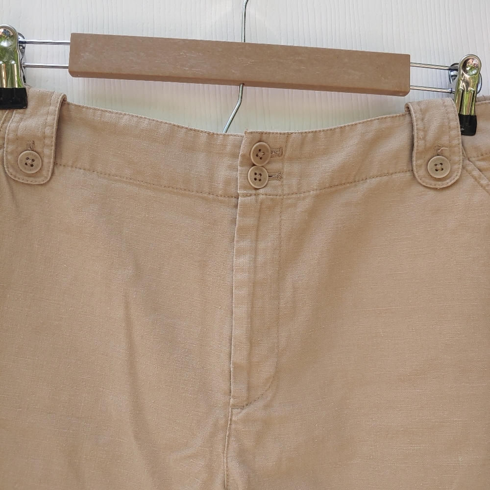 Lauren Ralph Lauren Tan Linen High Rise Cargo Shorts Sz 12 - Picture 4 of 5